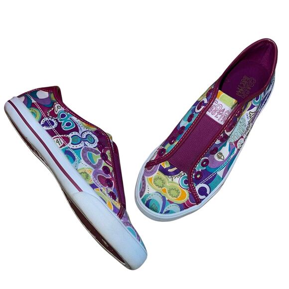 Coach Sneakers Bev Poppy Multicolor Slip-On Laceless Shoes - Picture 6 of 10